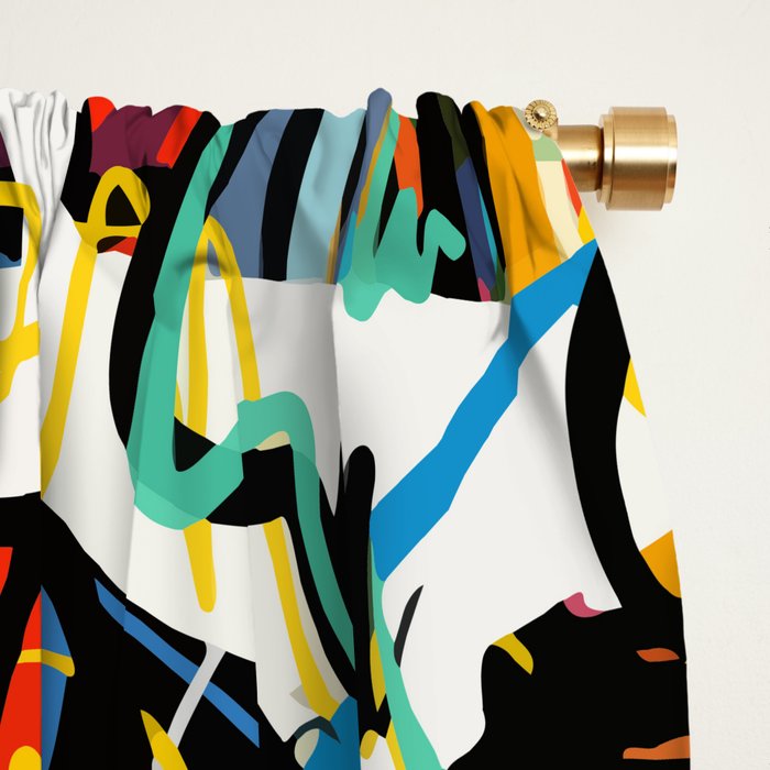 Graffiti Street Art Pattern Colorful Tribal Abstract by Emmanuel Signorino Window Curtain Gallery Image 2