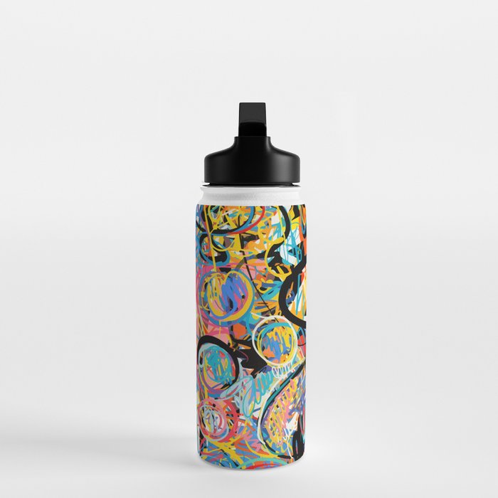 Graffiti Street Art Pattern Colorful Tribal Abstract by Emmanuel Signorino Water Bottle Gallery Image 3
