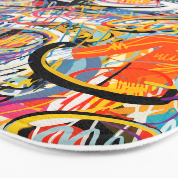Graffiti Street Art Pattern Colorful Tribal Abstract by Emmanuel Signorino Bath Mat Gallery Image 3
