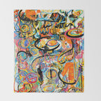 Graffiti Street Art Pattern Colorful Tribal Abstract by Emmanuel Signorino Throw Blanket Gallery Image 2