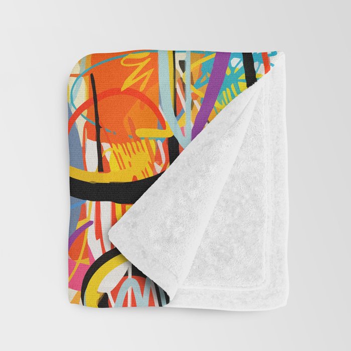 Graffiti Street Art Pattern Colorful Tribal Abstract by Emmanuel Signorino Throw Blanket Gallery Image 3