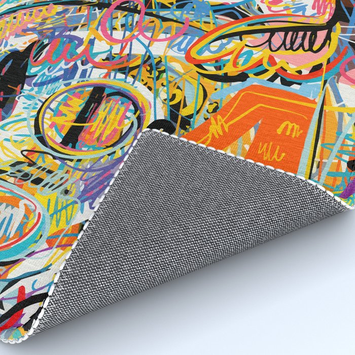 Graffiti Street Art Pattern Colorful Tribal Abstract by Emmanuel Signorino Rug Gallery Image 4
