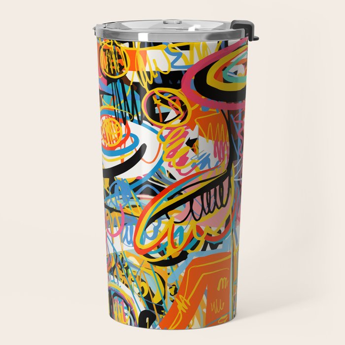 Graffiti Street Art Pattern Colorful Tribal Abstract by Emmanuel Signorino Travel Mug Gallery Image 2