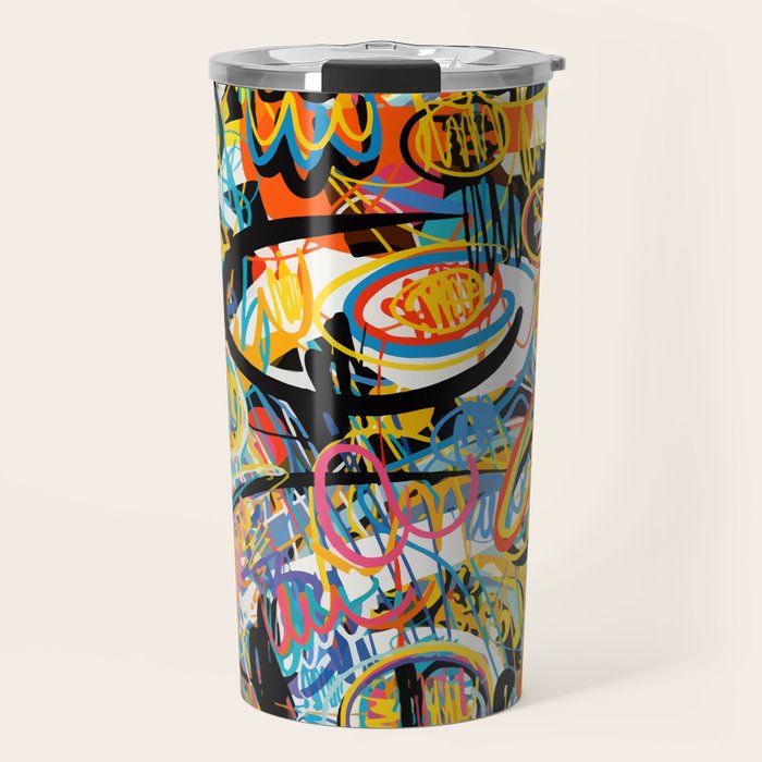 Graffiti Street Art Pattern Colorful Tribal Abstract by Emmanuel Signorino Travel Mug Gallery Image 1