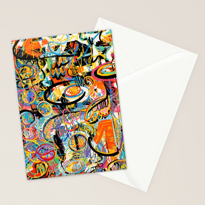 Graffiti Street Art Pattern Colorful Tribal Abstract by Emmanuel Signorino Stationery Card Gallery Image 2