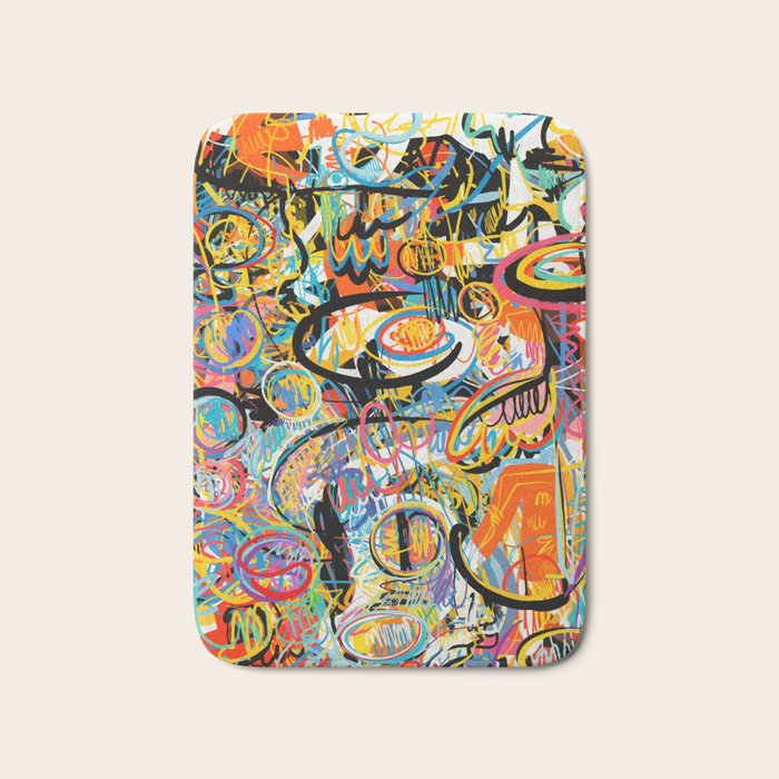 Graffiti Street Art Pattern Colorful Tribal Abstract by Emmanuel Signorino Bath Mat Gallery Image 1