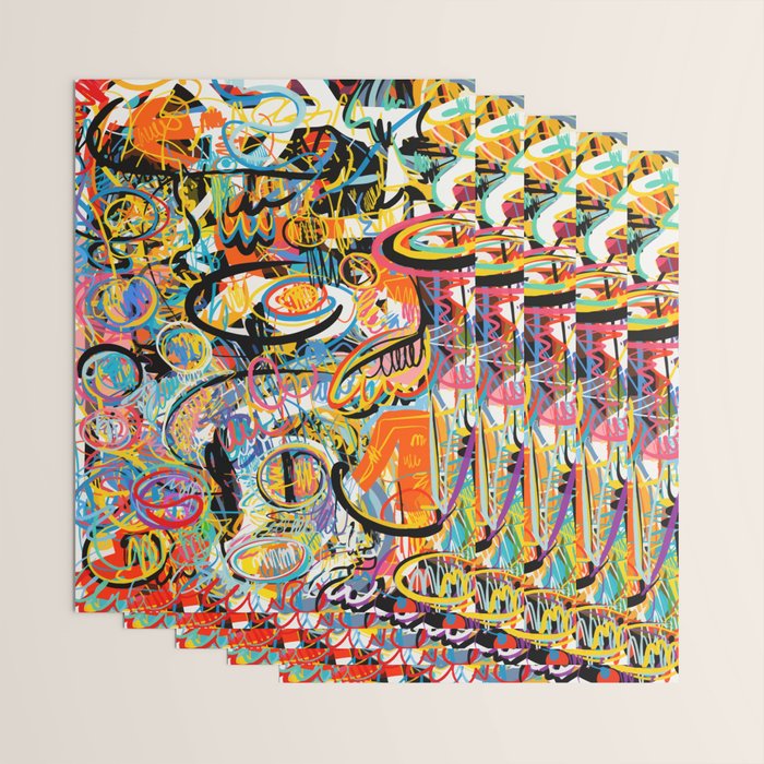 Graffiti Street Art Pattern Colorful Tribal Abstract by Emmanuel Signorino Wrapping Paper Gallery Image 3