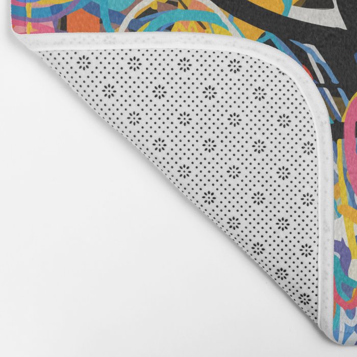 Graffiti Street Art Pattern Colorful Tribal Abstract by Emmanuel Signorino Bath Mat Gallery Image 2