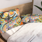 Graffiti Street Art Pattern Colorful Tribal Abstract by Emmanuel Signorino Pillow Sham Gallery Image 2