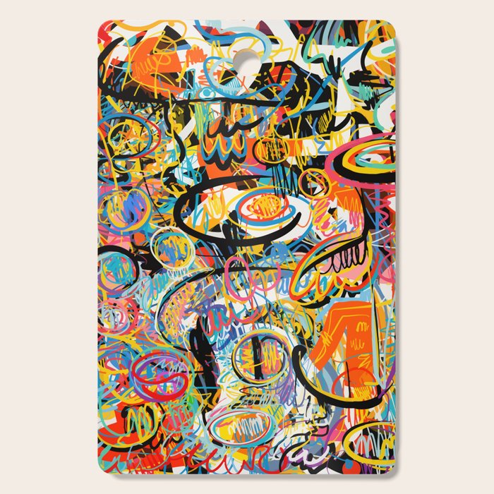 Graffiti Street Art Pattern Colorful Tribal Abstract by Emmanuel Signorino Cutting Board Gallery Image 1