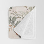 Harvest 2025 Woodland Squirrel Botanical Leaves Watercolor Ecru Throw Blanket Gallery Image 3