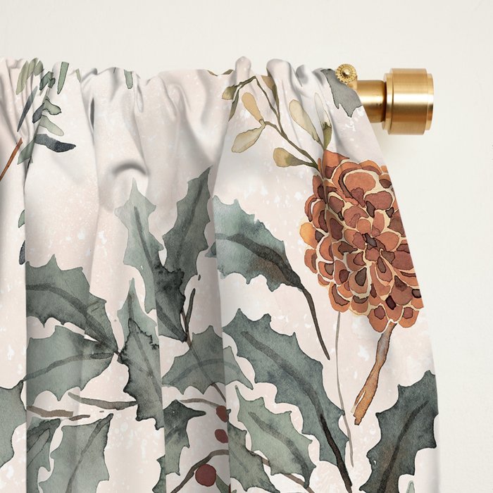 Harvest 2025 Woodland Squirrel Botanical Leaves Watercolor Ecru Window Curtain Gallery Image 2