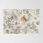 Harvest 2025 Woodland Squirrel Botanical Leaves Watercolor Ecru Rug Gallery Image 2