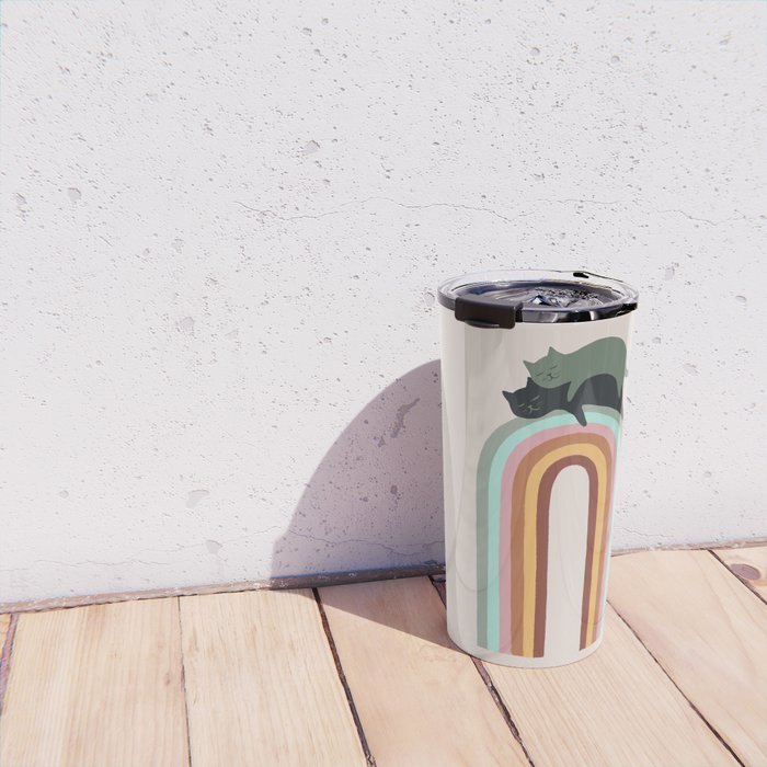 Rainbow cat 3 lover hugs Travel Mug Gallery Image 4