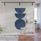 Woodblock navy blue Mid century modern Wall Mural Gallery Image 1