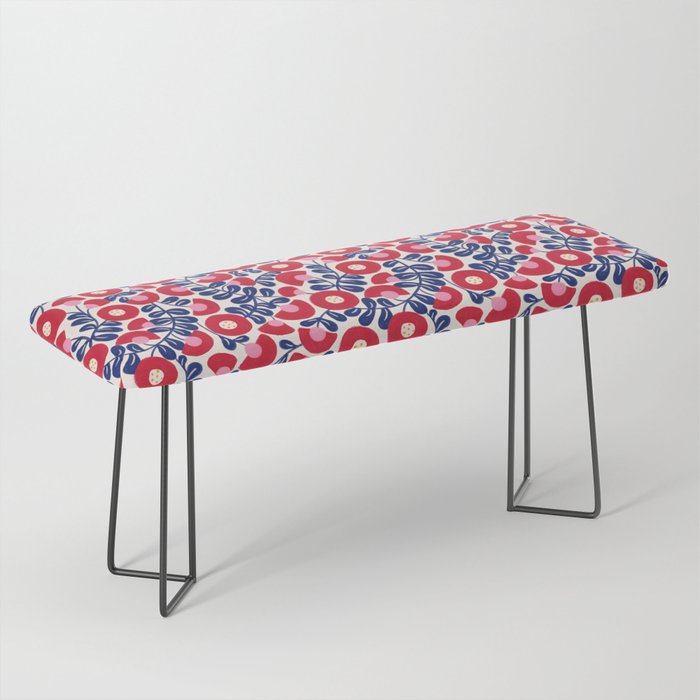 Bold Red and Blue Flower Pattern Bench Gallery Image 1