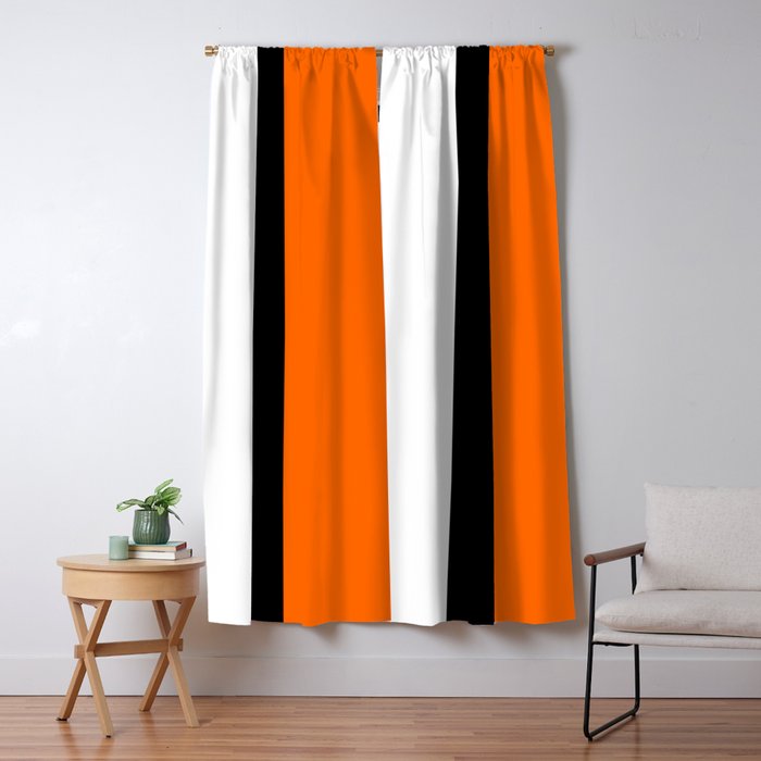 Modern White Black Orange Colorblock Window Curtain Gallery Image 5