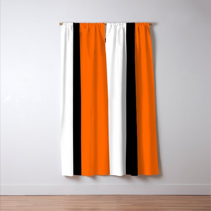 Modern White Black Orange Colorblock Window Curtain Gallery Image 3