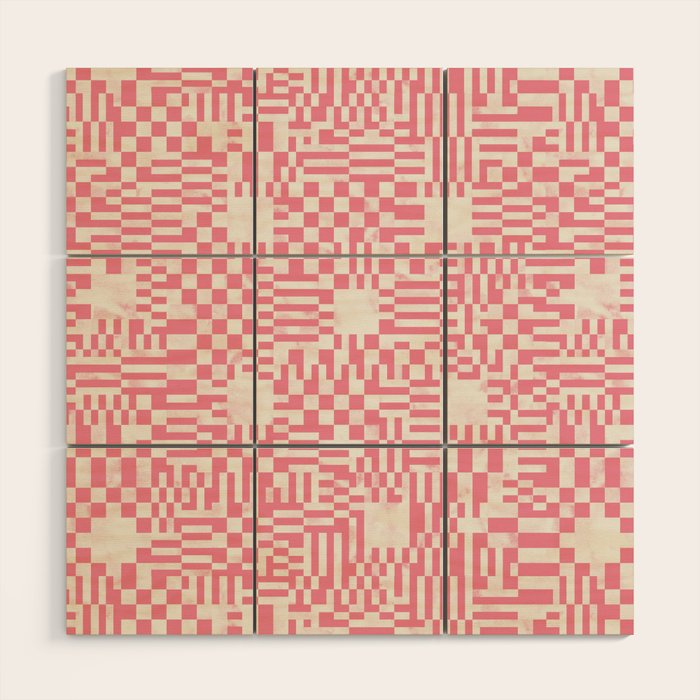 Checkered Pink Matrix Wood Wall Art Gallery Image 1