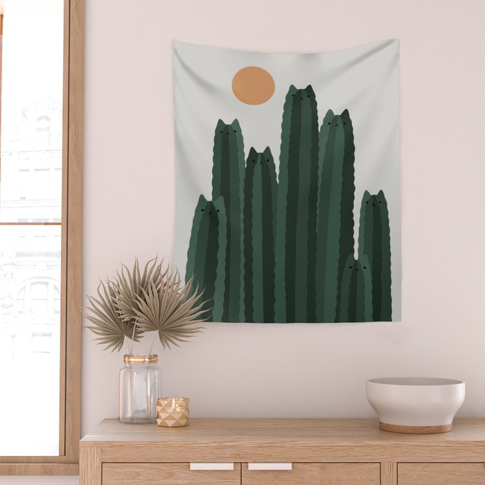 Cat and Plant 31 Wall Tapestry Gallery Image 2