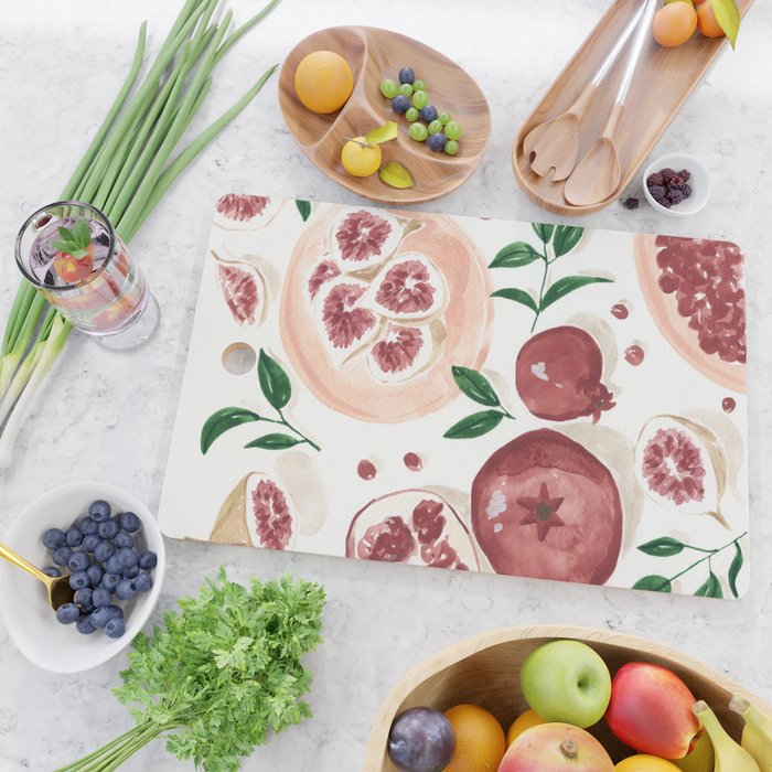 Figs Pomegranate Still Life  Cutting Board Gallery Image 2