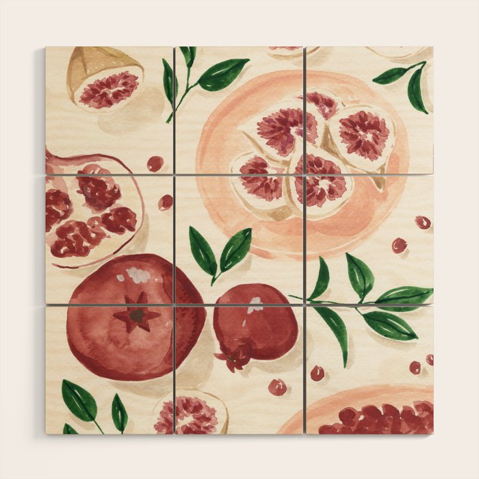 Figs Pomegranate Still Life  Wood Wall Art Gallery Image 1