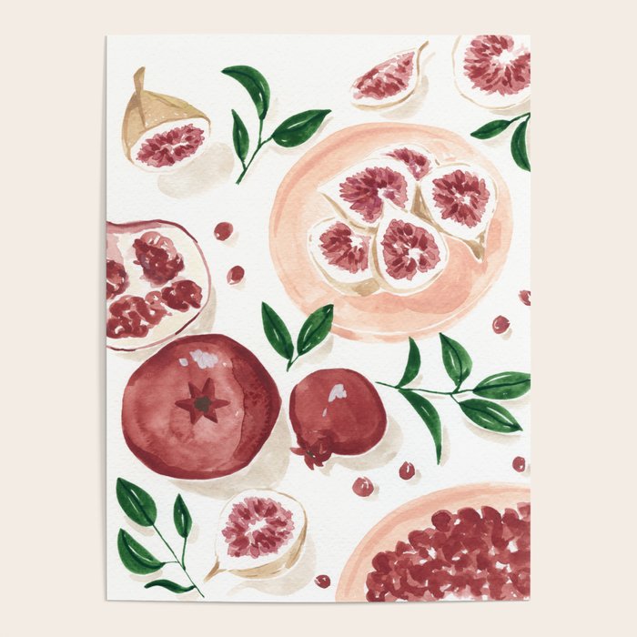 Figs Pomegranate Still Life  Poster Gallery Image 1