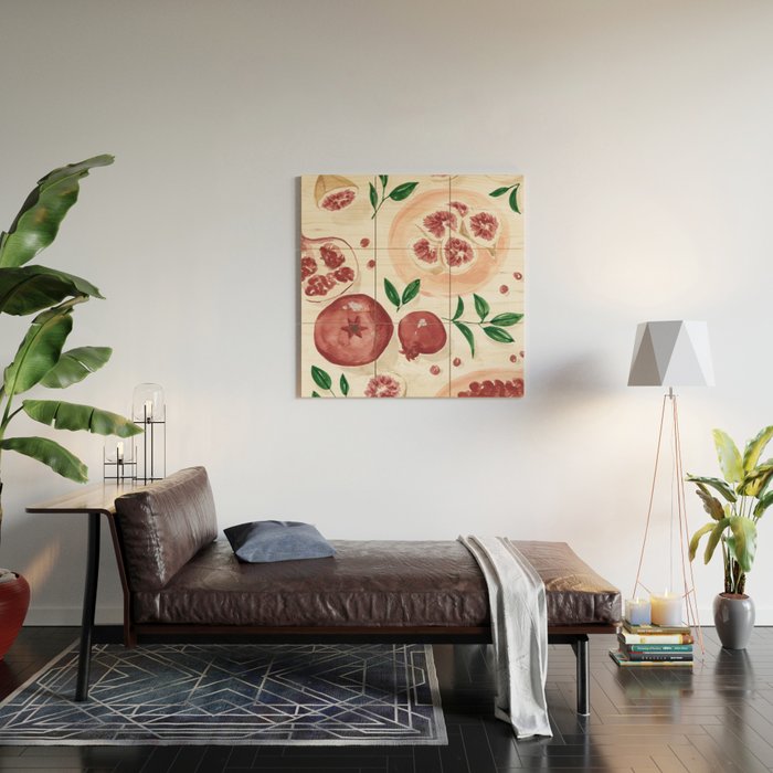 Figs Pomegranate Still Life  Wood Wall Art Gallery Image 2