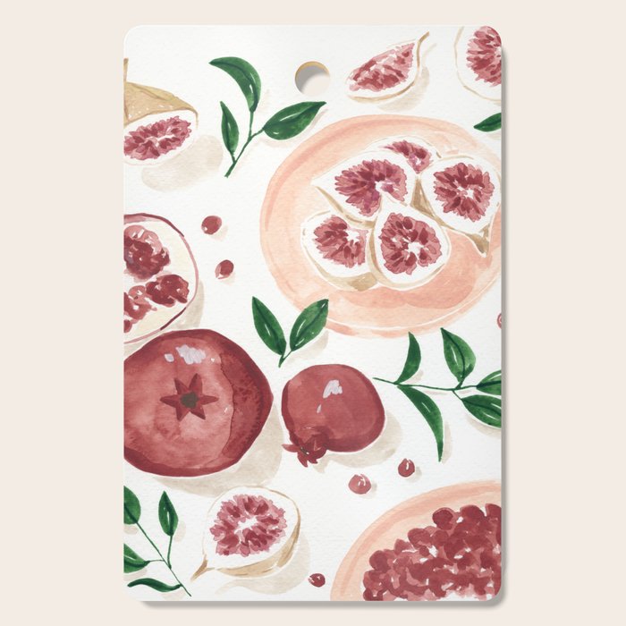 Figs Pomegranate Still Life  Cutting Board Gallery Image 1