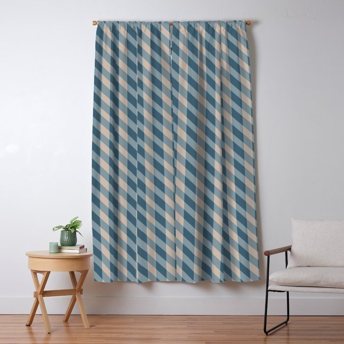 Blue check Window Curtain Gallery Image 5