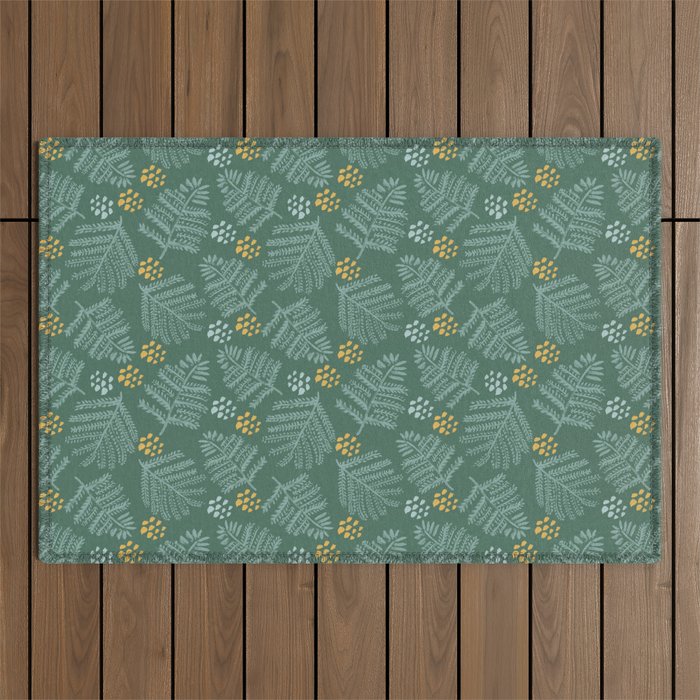 Winter & Woodsy Pine Trees in Forest Green Outdoor Rug Gallery Image 1