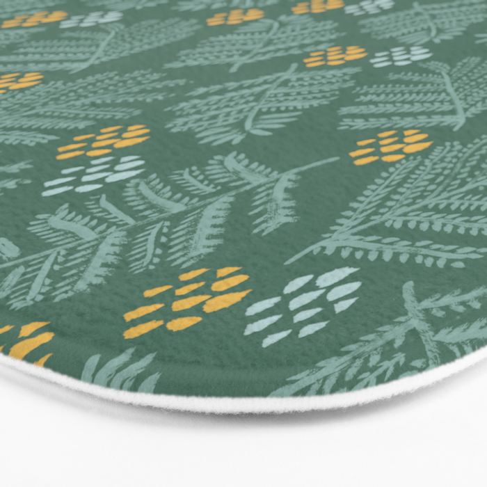 Winter & Woodsy Pine Trees in Forest Green Bath Mat Gallery Image 3
