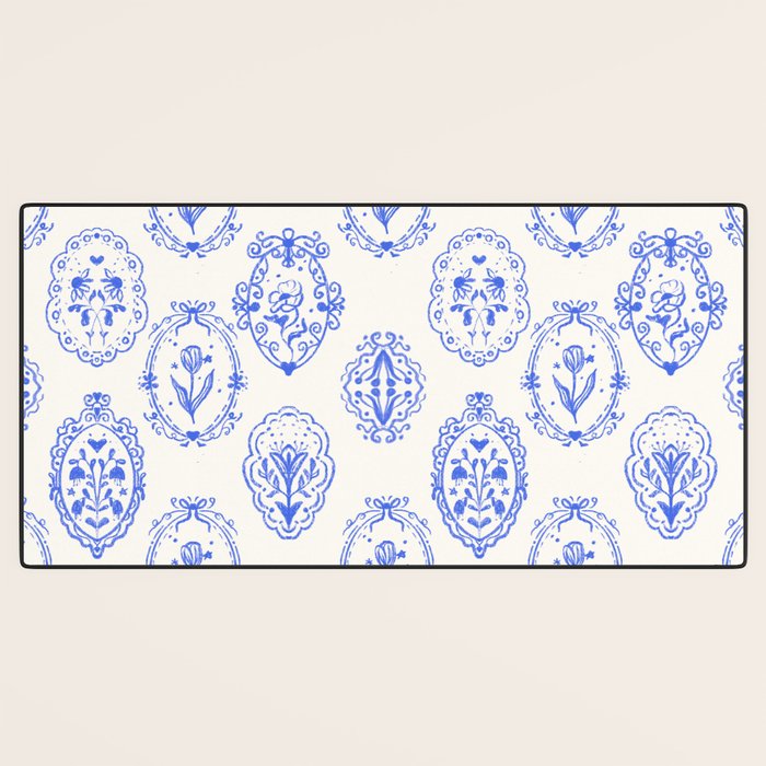 Elegant Blue Victorian Frame with Delicate Flower Desk Mat Gallery Image 3