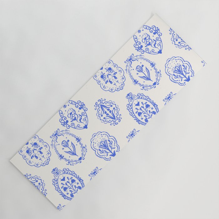 Elegant Blue Victorian Frame with Delicate Flower Yoga Mat Gallery Image 1