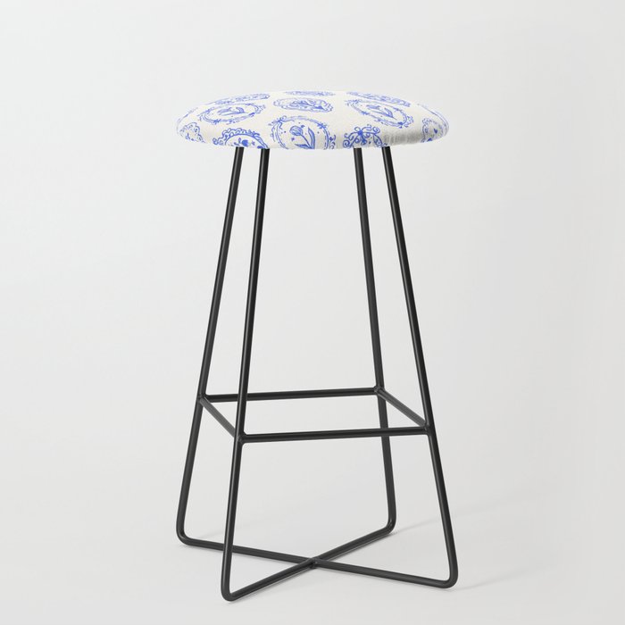 Elegant Blue Victorian Frame with Delicate Flower Stool Gallery Image 1