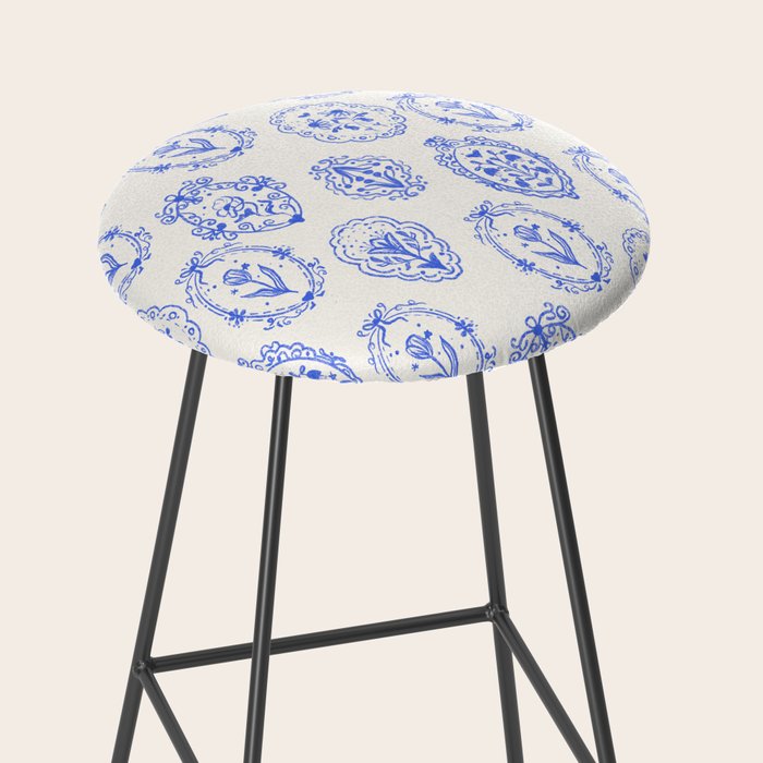 Elegant Blue Victorian Frame with Delicate Flower Stool Gallery Image 2