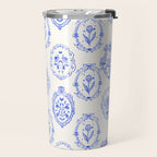 Elegant Blue Victorian Frame with Delicate Flower Travel Mug Gallery Image 2