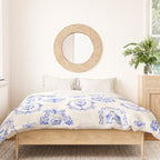 Elegant Blue Victorian Frame with Delicate Flower Duvet Cover Gallery Image 3