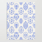 Elegant Blue Victorian Frame with Delicate Flower Poster Gallery Image 4