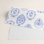 Elegant Blue Victorian Frame with Delicate Flower Wrapping Paper Gallery Image 2