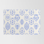 Elegant Blue Victorian Frame with Delicate Flower Rug Gallery Image 2