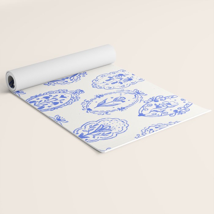 Elegant Blue Victorian Frame with Delicate Flower Yoga Mat Gallery Image 2