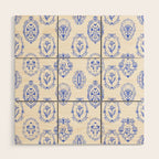 Elegant Blue Victorian Frame with Delicate Flower Wood Wall Art Gallery Image 1