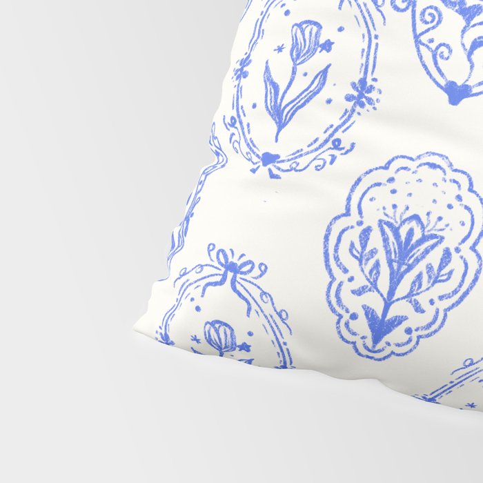Elegant Blue Victorian Frame with Delicate Flower Pillow Sham Gallery Image 4