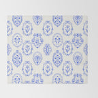Elegant Blue Victorian Frame with Delicate Flower Throw Blanket Gallery Image 2