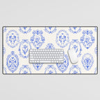 Elegant Blue Victorian Frame with Delicate Flower Desk Mat Gallery Image 1
