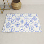 Elegant Blue Victorian Frame with Delicate Flower Rug Gallery Image 1
