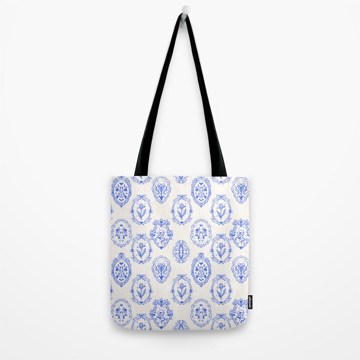 Elegant Blue Victorian Frame with Delicate Flower Tote Bag Gallery Image 2