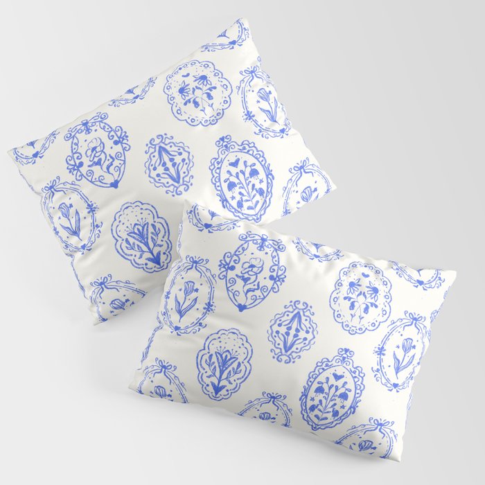 Elegant Blue Victorian Frame with Delicate Flower Pillow Sham Gallery Image 3