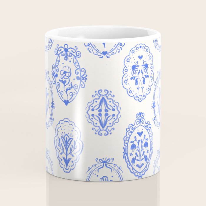 Elegant Blue Victorian Frame with Delicate Flower Coffee Mug Gallery Image 4